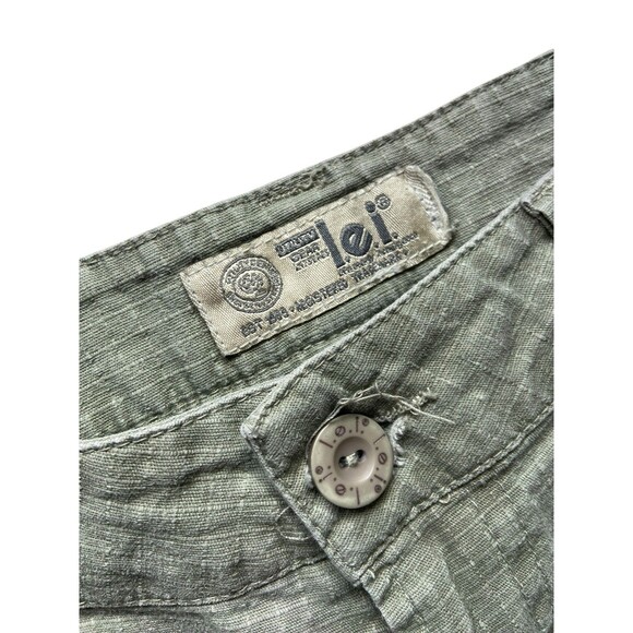 Vtg Y2K L.E.I. Crop Cargo Pants Size 7 Green Ripstop Paratrooper Utility 2000s - Picture 8 of 15